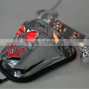 Chrome Skull Skeleton Rear Tail Light Mount Plate w/ Signals for Shadow VT thumbnail-1