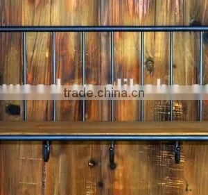 1 Shelf Iron Pine Frame Shabby Chic Wall Hanging Shelf With Hooks thumbnail-1