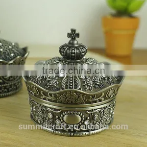Luxury Zinc Alloy Jeweled Box Crown Trinket Box thumbnail-1