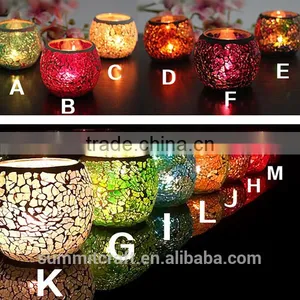Modern Mini Colourful Glass Mosaic Candle Jar thumbnail-1