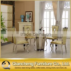 Hot Sale Marble Top Stainless Steel Base Round Dining Table thumbnail-1