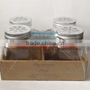 4 Pcs Drinking Glass Mason Jar Set With Handle and Straw thumbnail-1