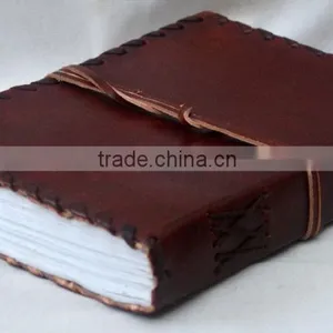 Handmade Vintage Strip Closer Side Stitch Leather Notebook thumbnail-3