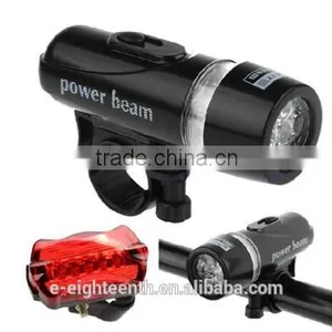 2016 New Product Free Sample One Set Bike Light 5 LED Bicycle Front Head Light With 5 Led Rear Safety Flashlight thumbnail-1