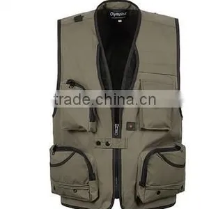 Man's Outdoor Multi-pocket Fishing Vest Outdoor Hiking Photography Canvas Vest Waistcoat Of Photographer Made in China thumbnail-1