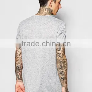 Blank Bamboo Leather Pocket Men Longline T Shirt thumbnail-3
