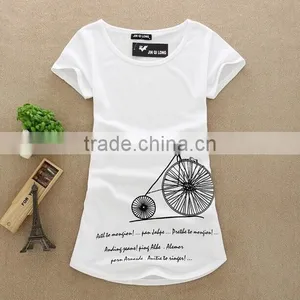 2015 Summer t Shirt Women Short Sleeve O-neck Letter Cotton Black T-shirt Long Tops Plus Size Tees Camisetas Mujer Tshirt thumbnail-2
