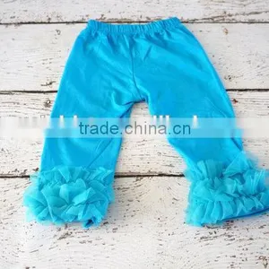Wholesale Children's Boutique Clothes Baby Leggings Kids Ruffle Blue Pants Bloomers thumbnail-1