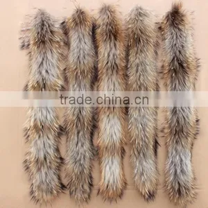 BBG-H-5 High Quality Detachable Real Raccoon Fur Collar / Raccoon Fur Trim for Hood thumbnail-1