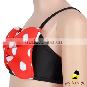 Kids Cute Black And Red Polka Dots Little Girl Separable Little Girl Dress Type Diaper Swimwear thumbnail-4