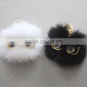 Myfur Cute Style White Fox Fur Pom Pom Keychain Customized Bag Charm thumbnail-5