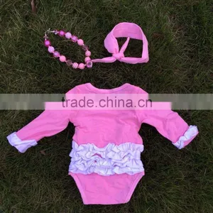 Girl Kids Romper Football Romper Girls Pink Romper With Headband and Necklace thumbnail-4