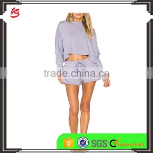 2017 OEM Custom Plain Womens Tracksuit Set Ladies Tracksuit Morning Run Blank Tracksuit With Hood thumbnail-1