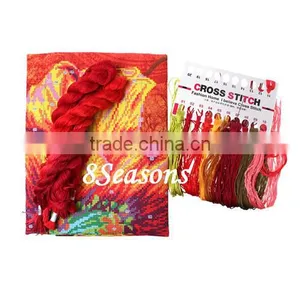 High Sales Wholesal Chinese Needlework Multicolor Flower Pattern Square Throw Pillow Cotton Cross Stitch thumbnail-2