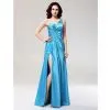 Sheath/Column One Shoulder Floor-length Stretch Satin Macy's Prom Dresses thumbnail-1