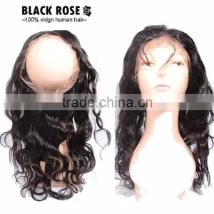 Virgin Human Hair Lace Closure Ear To Ear Elastic 360 Lace Band Frontal Closure With Baby Hair Bleached Knots thumbnail-3