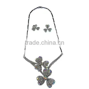 Wholesale Fashion Jewelry Set DB02188 Supplier in Jinhua,Multicolored Rhinestone Vintage Flower Earring n Necklace Jewelry Set thumbnail-1