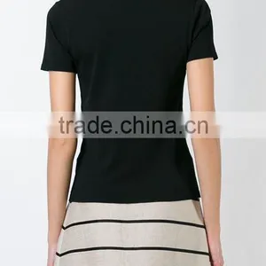 Custom Women Pure Black Plain Short Sleeve T-Shirts,Oem Cotton Blank Plain T Shirts for Women thumbnail-5