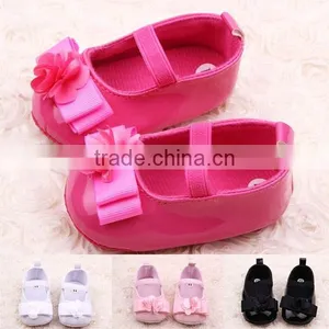 New Sweet Anti-slip Flat Flower Princess First Walkers PU Baby Newborn Shoes thumbnail-1