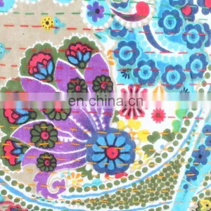 White Floral Indoor & Outdoor-Indian Kantha Cushion Covers Indian Hand-stitched Kantha Pillow Kantha Pillow Covers Art thumbnail-2