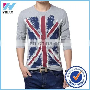 Large Size Men T Shirt 5XL Flag Printing Design T-shirt Men Long Sleeve Fashion European American Style Camisetas Gray White thumbnail-1