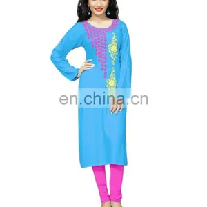 Ladies Daily Office Wear Rayon Soft Cotton Stitched Kurtis Designs 2017 thumbnail-1
