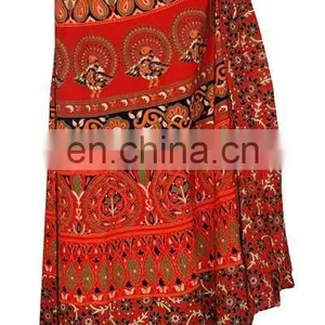 Hand Block Print Wrap Skirts / Women's Beach Wrap Skirt Wraps Sarong Online thumbnail-1