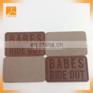 Imitation Durable PU Fashion Metal Attached Jeans Leather Patch Label thumbnail-2