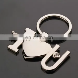 New Couple I LOVE YOU Keyring , Metal Heart Couple Keychain , Lover Romantic Creative Key Chain thumbnail-1