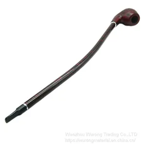 410mm Length Wooden Resin Long Tobacco Pipe With Small Flower Engraving Head for Smoking thumbnail-1