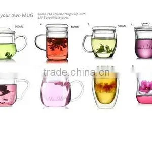 Glass Tea Infuser Mug/Cup With Lid 300-500ML thumbnail-1