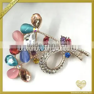 Stunning Color Mixed up Stones Bulk Diamond Crystal Brooch for Sale FB046 thumbnail-2