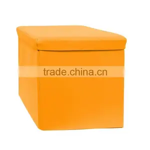 Kids Folding Storage Faux Leather Ottoman Stool thumbnail-5