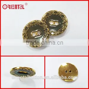Fancy Flatback Enamel Gold Metal Lady Coats Button thumbnail-2