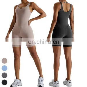 Custom Workout Wear Sport Outdoor Running Quick Dry Rompers Bodysuit Gym Fitness Jumpsuits One Piece Yoga Jumpsuit For Women thumbnail-3
