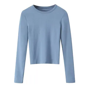European and American Round Neck Seam Long Sleeve Base Layer Shirt for Women, New Autumn and Winter Style, Slimming and Figure-hugging Inner Wear T-shirt Top. thumbnail-2