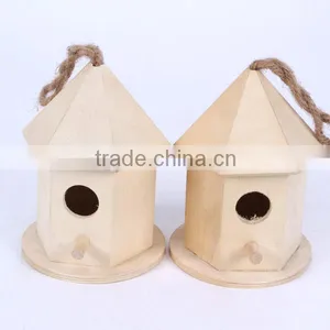 Small New Unfinished Wooden Bird House Wholesale thumbnail-2