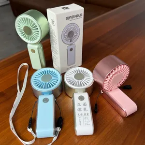 Cute Macaron Color Foldable Personal Fan Travel Hanging Neck Lanyard Fan Silent USB Mini Table Fan for Lady Summer Gift thumbnail-1