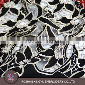 Hot-selling Promotional Custom Chemical Evening Sexy Dress Use Hot Popular Black Gold Lace Fabric Supplier's Choice thumbnail-5