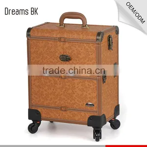 New Design Fashionable Makeup Organizer Cosmetic Makeup Trolley Case With Mirror thumbnail-4