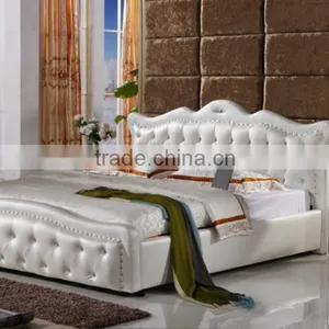 2015 Factory Home Cow Leather Luxury Bed(H-066) thumbnail-1