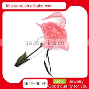 Hot Hair Clips Wholesale China Fashion Pink Flower Feather Hairpins thumbnail-1