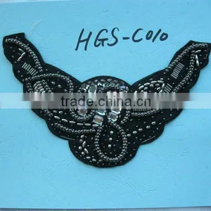 Handmade Beaded Neckline New Rhinestone Beaded Neck Motif Applquie thumbnail-1