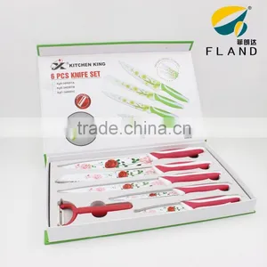 YangJiang Factory Supply Durable Popular Style 6pcs Non-stick Flower Coating Knife Set thumbnail-1