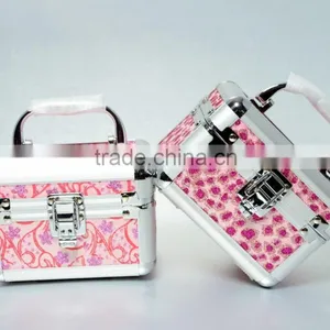 AN171ANPHY Small Jewelry Case Suitcase Flannelette Setting Mirror Aluminum Makeup Box Treasure Box 14*10*10cm 300g Customize OK thumbnail-3