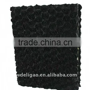Black Crepe Rose Flower Pattern Cloth Wrapping Ring Binder Desktop File Folder for Office Stationery Cardboard thumbnail-1