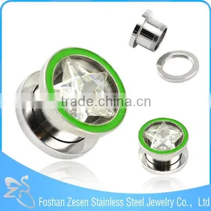 316L Big Star Zircon Body Jewelry Making Supplies Ear Plugs Tunnel thumbnail-3
