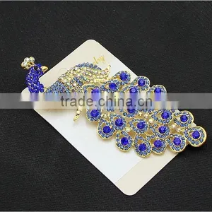 Wholesale Costume Jewelry China Peacock Crystal Peacock Brooches Blue Cheap thumbnail-4