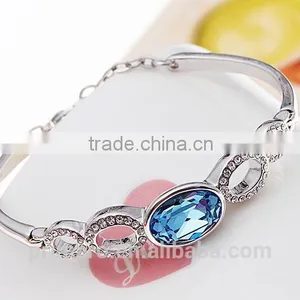 New Design Oval Austrian Crystals 18k Platinum Plated Bracelet Bangle Jewelry Gifts thumbnail-4