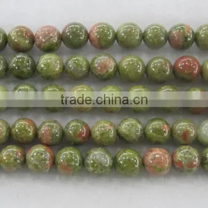 Semi Precious Gemstone Unakite Round Beads Made in China thumbnail-1